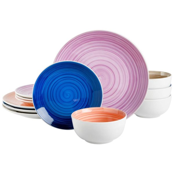 ectqkpd8fry80b_0 jpg - Aparelho de Jantar com 12 Peças em Cerâmica Pintadas a Mão, Gibson Home Color Vibes, Colorido