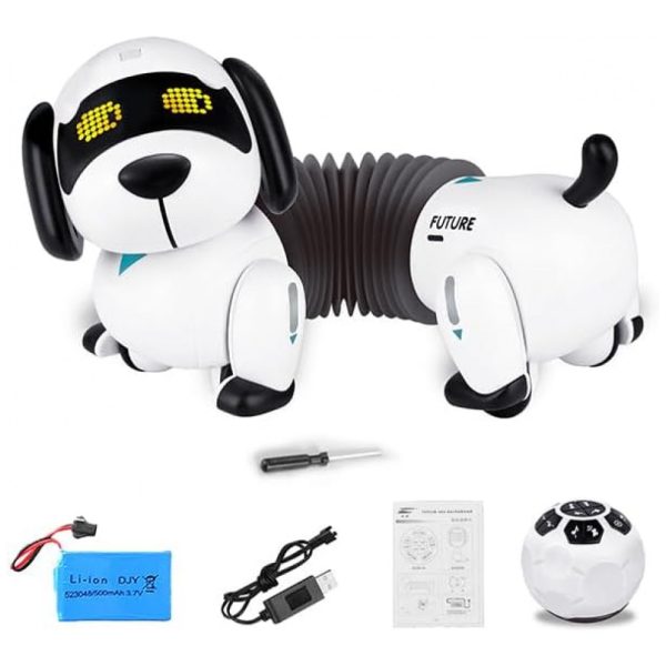 ectqkt3thht80b_0 jpg - Robô Cão Programável Dollox com Controle Remoto e Função de Treinamento para Crianças Acima de 3 Anos, Branco