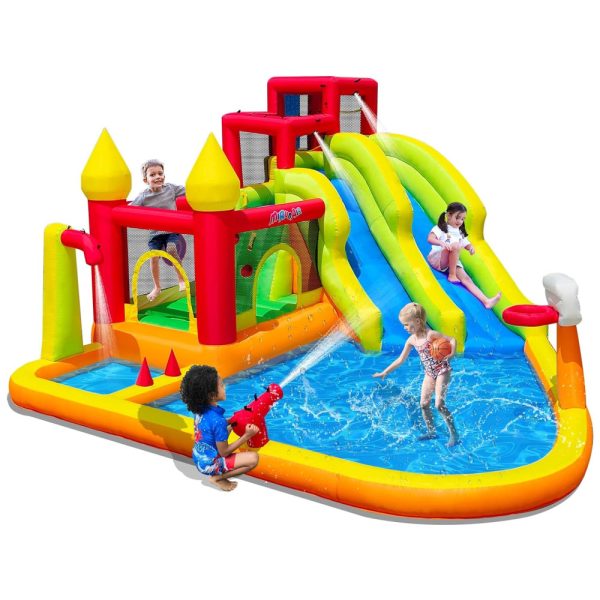 ectqlg64j3sc0b_0 jpg - Parque Aquático Inflável até 160 kg com Escorregadores, Canhão de Água e Parede de Escalada para Crianças Acima de 3 Anos, MIRUNAIR KC101, Colorido