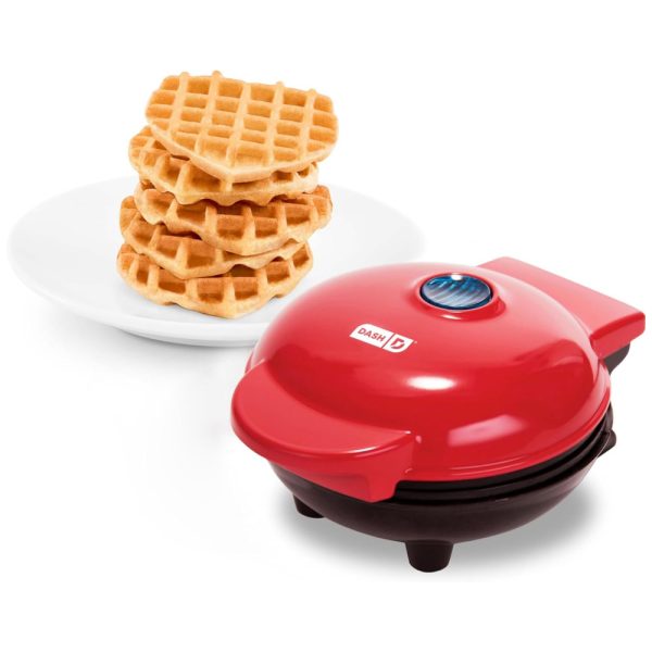 ectqlmc42ym70b_0 jpg - Máquina de Waffle Mini, 1 Fatia, 110v, DASH DMW001HR, Vermelho