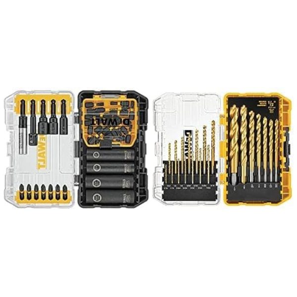 ectqlvs2d6v80b_0 jpg - Kit de Brocas em Titânio 35 Peças com Estojo, DEWALT DW1361, Amarelo