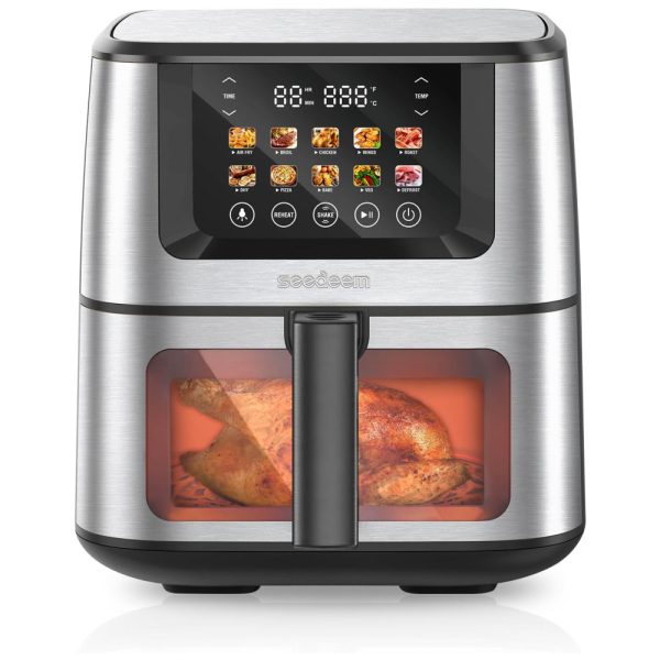 ectqm1w7v6lc0b_0 jpg - Fritadeira Elétrica Air Fryer 10 em 1 com 7 Litros de Capacidade e Controle Digital, 110V 1800W, SEEDEEM, Prata