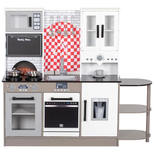 ectqm3g7m41c0b_0 jpg - Cozinha Infantil em Madeira com Cortinas, Cafeteira, Prateleira de Armazenamento, Fogão, Pia, Utensílios, Luz e Som, Brinjoy, Cinza, Preto e Branco