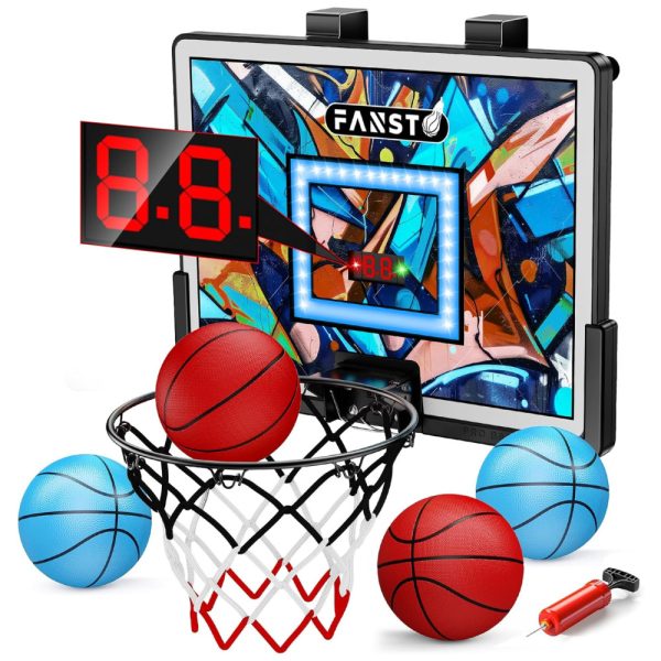 ectqmg4gtxfd0b_0 jpg - Cesta de Basquete com 4 Bolas, Placar Eletrônico, 2 Modos de Jogo e LED Anti Impacto, Presente Ideal para Crianças, Fansto, Azul