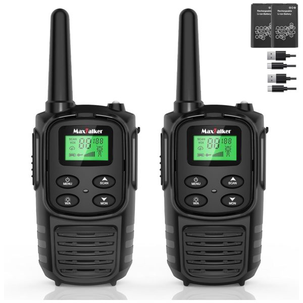 ectqmlkn78gd0b_0 jpg - Rádio Comunicador Walkie Talkie MaxTalker Longo Alcance para Adulto, MT10 Recarregáveis FRS, Bateria Li ion 1200mAh, Cabo USB C, Lanterna LED, VOX