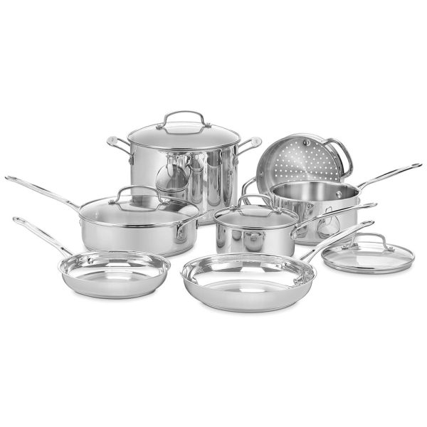 ectqmxs50h500b_0 jpg - Conjunto de Panelas e Frigideiras de Aço Inoxidável, 11 Peças, CUISINART 77 11G, Prateado
