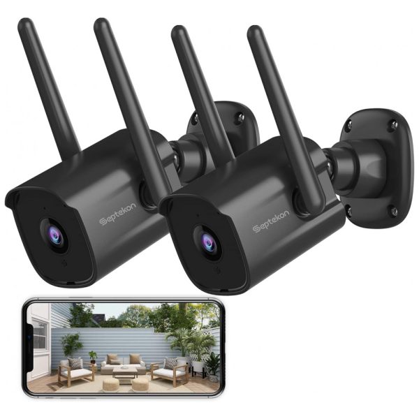 ectqnl3z747b0b_0-3 jpg - Câmera de Segurança com Fio 2.4G WIFI 2K com Detecção de Movimento e Visão Noturna, 2 UN, Septekon, Preta