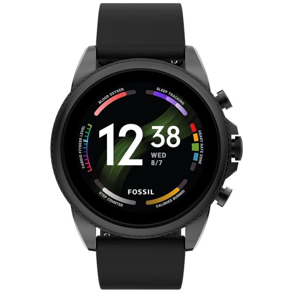 ectqnsgny2b90b_0-2 jpg - Relógio Smartwatch 44mm com Tela Sensível ao Toque em e Pulseira de Silicone com Frequência Cardíaca, FOSSIL, Preto