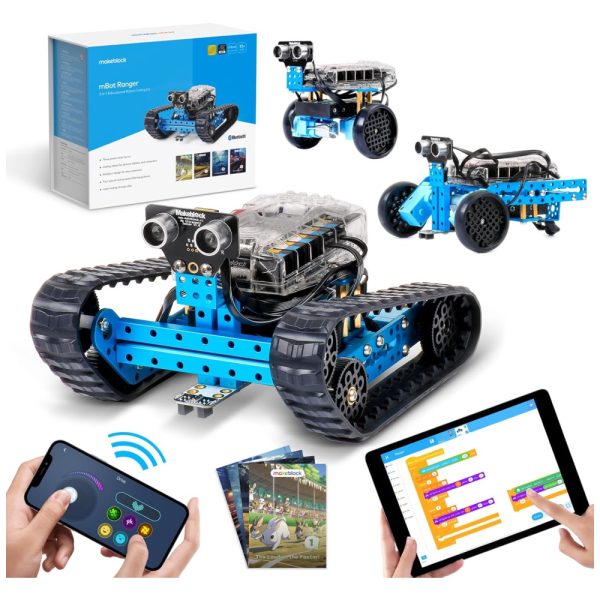 ectqohto3yd10b_0 jpg - Robô de Programação 3 em 1 com Controle por App para Crianças de 10 Anos ou Mais, MAKEBLOCK 90092FBA, Azul