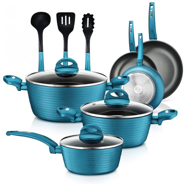 ectqp1fw5gd80b_0-2 jpg - Jogo de Panelas e Frigideiras Antiaderentes em Alumínio com Utensílios, 12 Peças, NutriChef NCCW12GR, Azul
