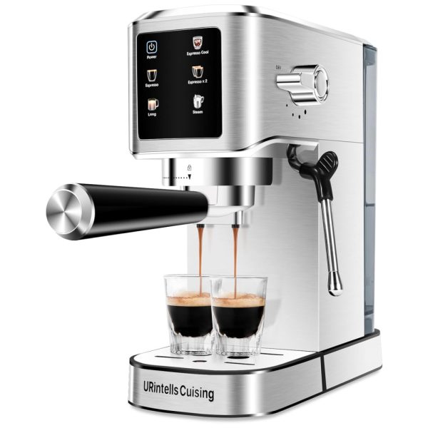 ectqpck69wfd0b_0 jpg - Máquina de Café Expresso 20 Bar para Café Longo com Infusão a Frio com Tela Digital e Vaporizador de Leite, 110V 1350W, URintells Cuising, Prata