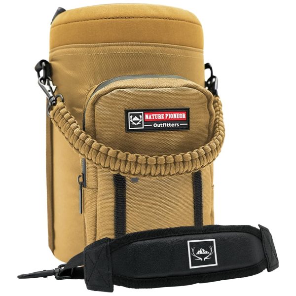 ectqpcn7qm180b_0 jpg - Bolsa Térmica para Garrafa 1L com Alça para Transporte e Bolsos, Garrafa não incluída, NATURE PIONEOR, Marrom