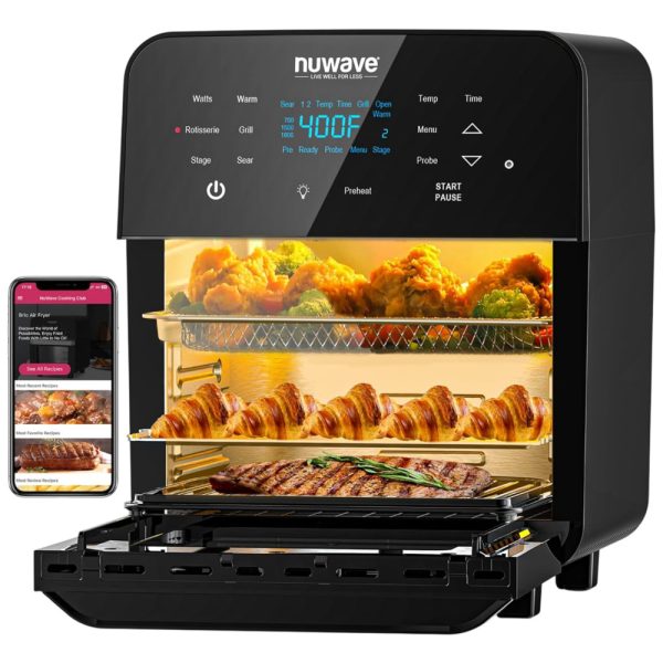 ectqph13tl580b_0 jpg - Fritadeira Elétrica Air Fryer 15L Multifuncional com Painel de Controle Digital, 1800W, 110v, NUWAVE, Preto