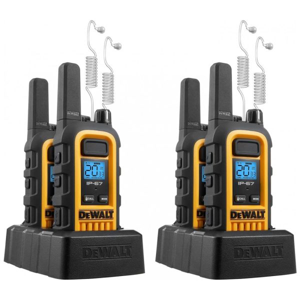 ectqpygtcxv70b_0 jpg - Kit 4 Rádio Walkie Talkie 1W Bidirecionais com 4 Fones de Ouvido, DEWALT DXFRS300