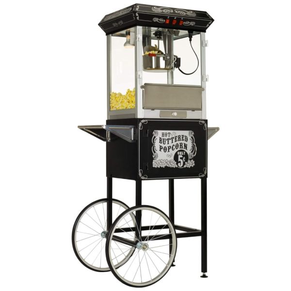 ectqqaxkln200b_0 jpg - Carrinho de Pipoca Vintage Profissional com Panela de 236 mL e Iluminação, 110V, Funtime FT860CB, Preto