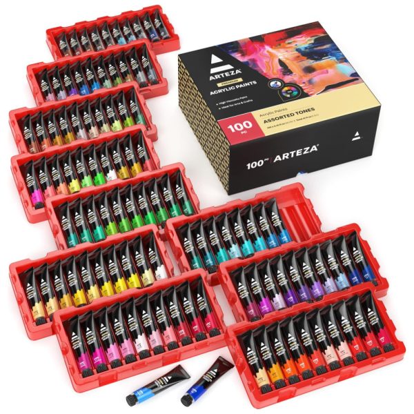 ectqqlxdb51b0b_0 jpg - Kit de Tinta Acrílica Profissional com Cores Essenciais, 100 Peças, Arteza