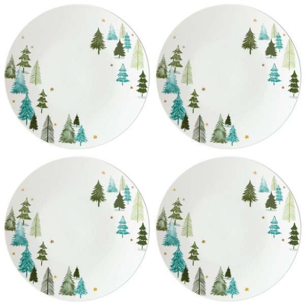 ectqqx3m1y970b_0-1 jpg - Conjunto de Pratos Rasos Jantar Natal com 4 Peças, Formato Redondo, Material de Porcelana e Tema de Floresta, LENOX 880068, Branco e Verde