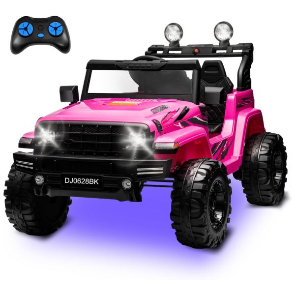 ectqr2d86kdd0b_0 jpg - Carro Elétrico Infantil, Jeep Off Road com Controle Remoto, 2 Lugares, Luz LED, Portas USB e MP3 Player, 24V, XVD, Rosa