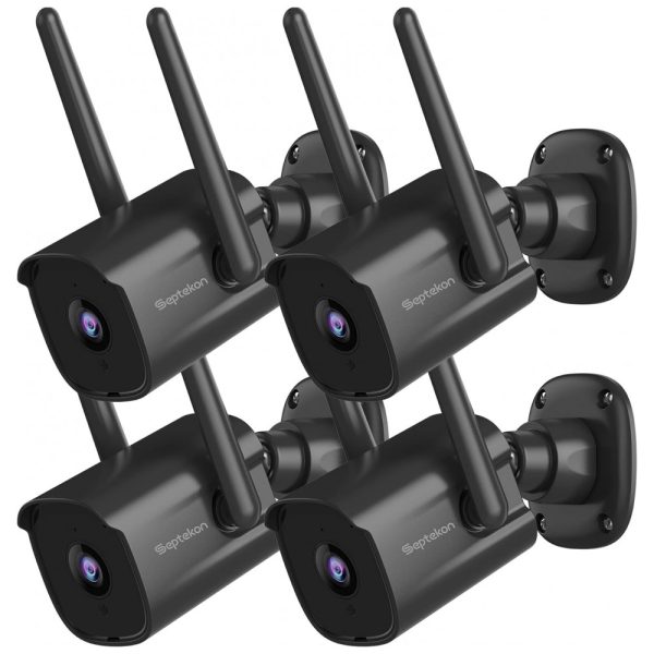 ectqr334jk5b0b_0 jpg - Câmera de Segurança com Fio 2.4G WIFI 2K com Detecção de Movimento e Visão Noturna, 4 UN, Septekon, Preta