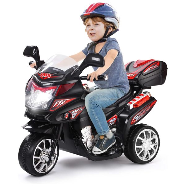 ectqrbj14sy70b_0 jpg - Moto Elétrica Infantil Ride a Bateria 6V 3 Rodas com Sons e Luzes para Crianças a Partir de 3 Anos, COSTZON, Preto