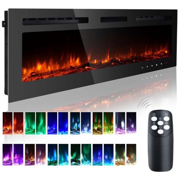 ectqrbj92sg80b_0 jpg - Lareira Elétrica de Embutir A54x127L com Controle Remoto e Luz de LED, 1500W, 110v, CEARTRY electric fireplace inserts, Preto