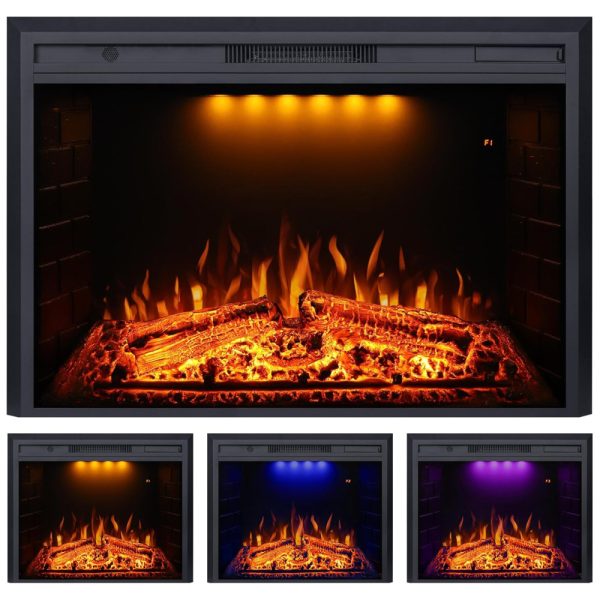 ectqrdl78jb90b_0 jpg - Lareira Elétrica de Embutir A69x101L com Controle Remoto e Chamas Multicolorida, 1500W, 110v, VALUXHOME Electric Fireplace, Preto