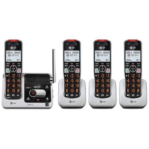 ectqrj26cq680b_0 jpg - Telefone sem fio, com secretária eletrônica e bloqueio de chamadas, 4 unidades, preto e prata, ATT BL102 4, Prateado