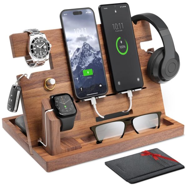 ectqrqbfb4x70b_0 jpg - Eterluck Porta Chaves e Organizador Tudo em Um de Madeira com Suporte para Celular, Marrom