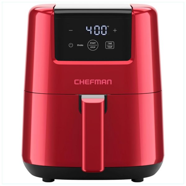 ectqrqd5knvc0b_0-2 jpg - Mini Air Fryer 1,8L com Temporizador Digital, Lembrete de Agitação, Cesto Antiaderente e Lavável na Máquina de Lavar Louças, 110V 900W, Chefman, Vermelha