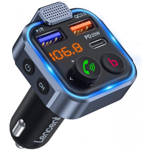 ectqs62xw3l80b_0 jpg - Adaptador Transmissor Veicular Bluetooth Veicular com USB, LENCENT BT23, Preto