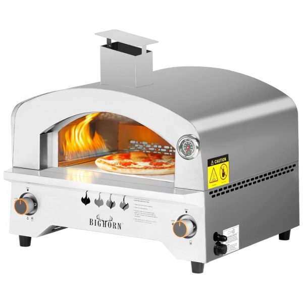 ectqsc88ds590b_0 jpg - Forno de Pizza a Carvão Portátil Aço Inoxidável com Pedra de Pizza, BIG HORN OUTDOORS, Prata