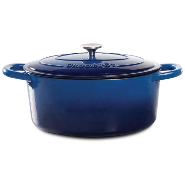 ectqsdofc0h10b_0 jpg - Panela de Ferro Fundido Oval 8 Litros Forno Holandês Esmaltado e Antiaderente, CROCK POT 69149.02, Azul