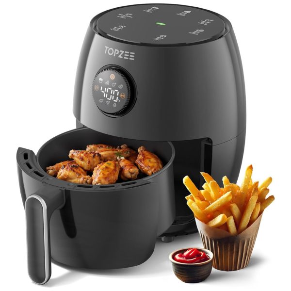 ectqshtdlx2d0b_0 jpg - Mini Air Fryer 4 em 1, Capacidade 1.9L com Controle de Temperatura Ajustável, Temporizador de 60 Min, Cesta Antiaderente e Sem BPA, 110V 1000W, Topzee AF200EJ, Preta