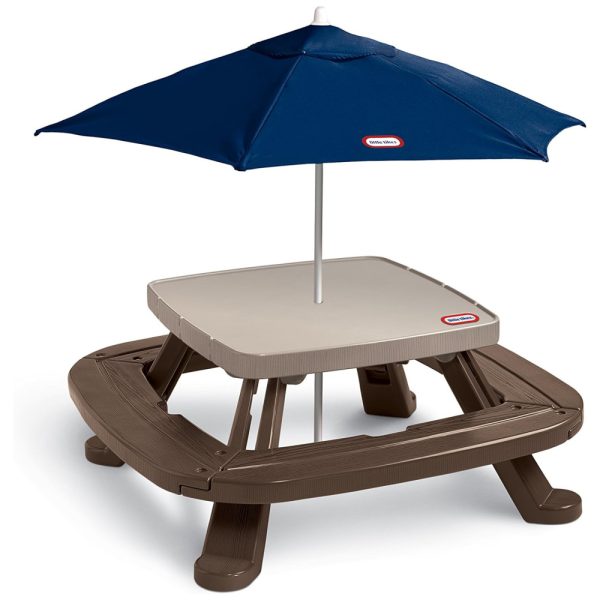 ectqsjj5djc00b_0 jpg - Mesa de Picnic Dobrável com Guarda Chuva para até 8 Crianças, LITTLE TIKES 632433M, Marrom