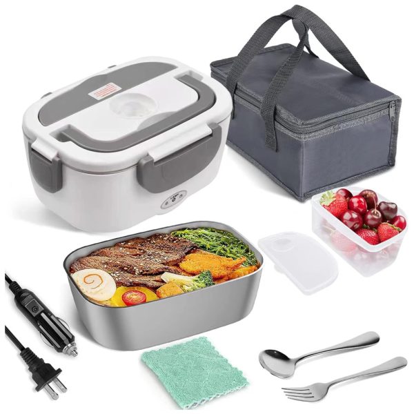 ectqsmw46kg90b_0 jpg - Marmita Elétrica Portátil 2 em 1 com Recipiente de Aço Inoxidável e à Prova de Vazamentos, 12V 110V 55W, CLCYICEN, Cinza