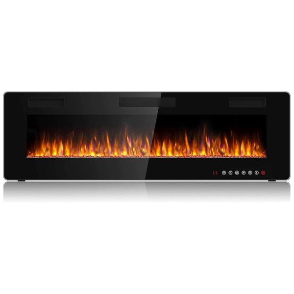 ectqsqtmvzk80b_0 jpg - Lareira Elétrica de Embutir A45x152L com Controle Remoto e Digital, Luz LED, Chama Ajustável e Temporizador, 1500W, 110v, BOSSIN 60 inch Electric Fireplace, Preto