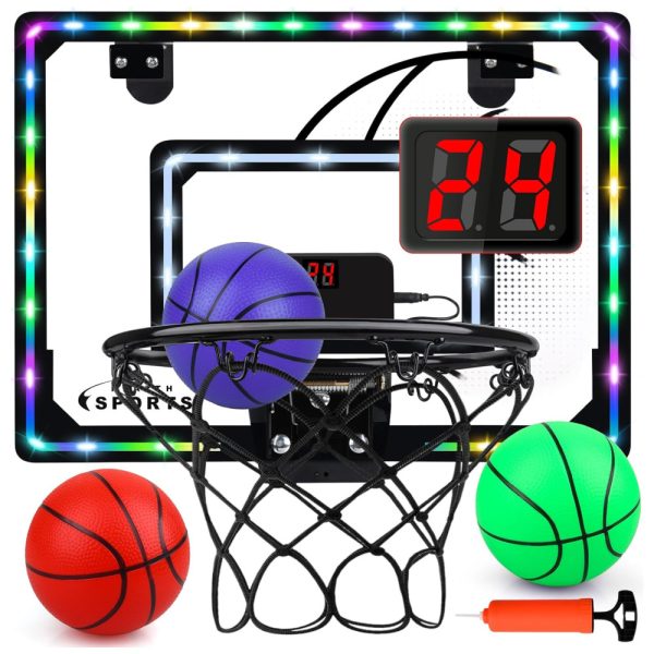 ectqsr2dwhjc0b_0 jpg - Cesta de Basquete com 3 Bolas, Placar Eletrônico, Luzes LED e 3 Modos de Jogo, Ideal para Crianças e Adolescentes, Biulotter, Preto