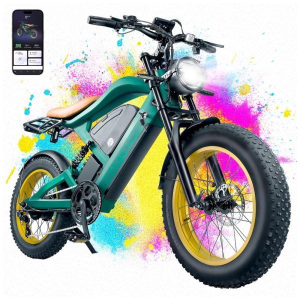 ectqt13tqykc0b_0 jpg - Bicicleta Elétrica para Adultos com Velocidade até 50 km h, Alcance 50 km, 7 Velocidades e Bcontrole por APP, 750W, SMARTRAVEL ST202, Verde