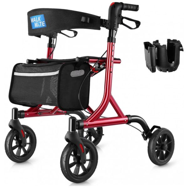 ectqt9knxfcb0b_0 jpg - Andador para Idosos e Adultos com Encosto Acolchoado do Assento e Porta Copos, até 136 Quilos, WALK MATE, Vermelho