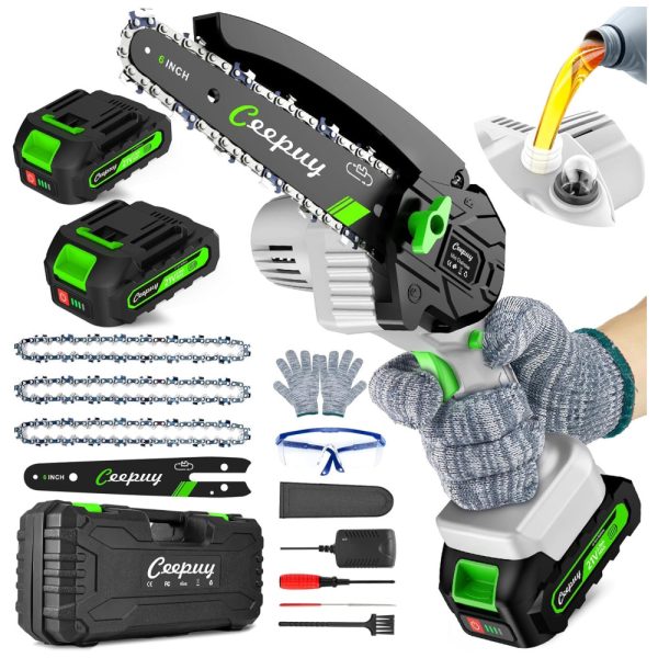 ectqtk3nnrgc0b_0 jpg - Mini Motosserra Elétrica Portátil com Lubrificação de Corrente Automática, Ideal para Trabalhos Leves e Domésticos, 21V 880W, CEEPUY, Verde