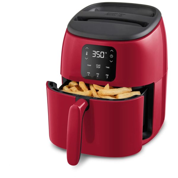 ectqtl3g5rq80b_0 jpg - Fritadeira Elétrica AirFryer Digital, Capacidade 2.4L, 1000W, 110V, DASH DCAF260GBRD02, Vermelho