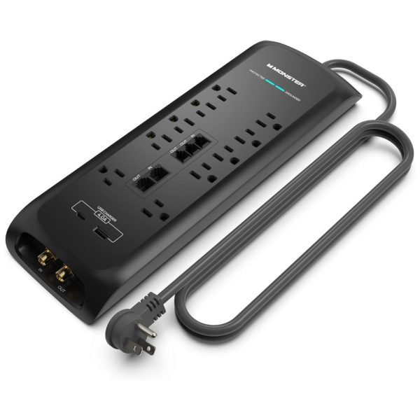 ectqtlqdc6r80b_0-2 jpg - Protetor Contra Picos de Energia e Raios para Eletrodomésticos com 10 Portas CA e 1 USB 1C, 110v, MONSTER 5006, Preto