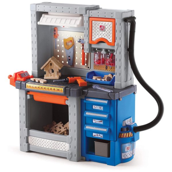 ectquzosfz300b_0 jpg - Bancada de Ferramentas Interativas e Realistas com 50 Acessórios para Brincar e Aprender, Step2, Azul e Cinza