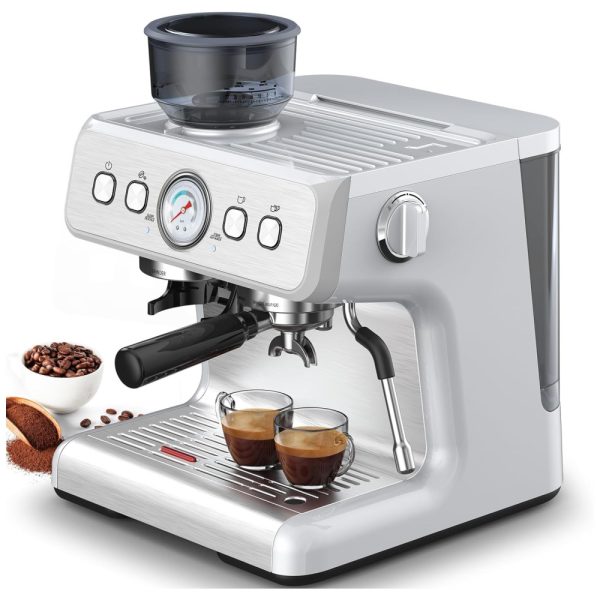 ectqv4fvhpdc0b_0 jpg - Máquina de Café Expresso Profissional 15 Bar com Moedor Embutido, Bocal de Leite e 2 Bicos, 110V 1350W, Joy Pebble, Prata