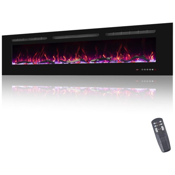 ectqvdh953x90b_0 jpg - Lareira Elétrica de Embutir A45x182L Digital, Luz LED, Chamas Multicolorida e Temporizador, 1500W, 110v, OXHARK FLAME, Preto
