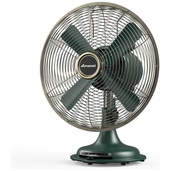 ectqvnf1r41d0b_0 jpg - Ventillador de Mesa Vintage em Metal com Inclinação da Cabeça Ajustável e 3 Velocidades, 110V, AMACOOL, Verde