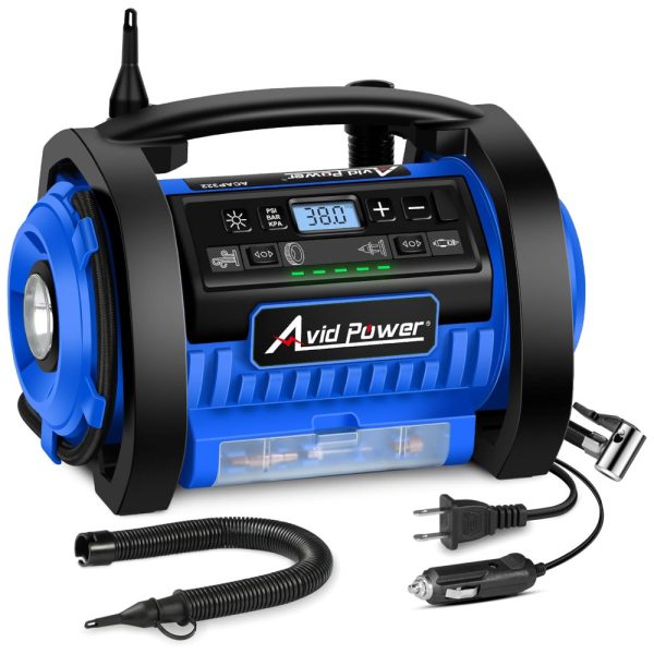 ectqvsm3w3z80b_0 jpg - Compressor de Ar com Bateria Recarregável 20V 12V, 30PSI, AVID POWER ACAP322B, Azul