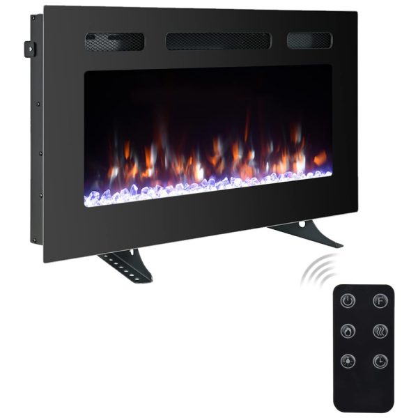 ectqwcb2mdp90b_0 jpg - Lareira Elétrica de Embutir A43x76L com Controle Remoto e Luz de LED, 1500W, 110v, CEARTRY electric fireplace inserts, Preto