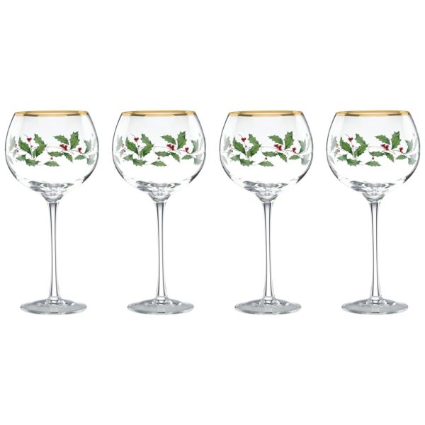 ectqwech5vt00b_0 jpg - Conjunto de Taças para Vinho de 470mL para Natal com Estilo Clássico e 4 Peças, Lenox 856101, Verde, Vermelho e Dourado