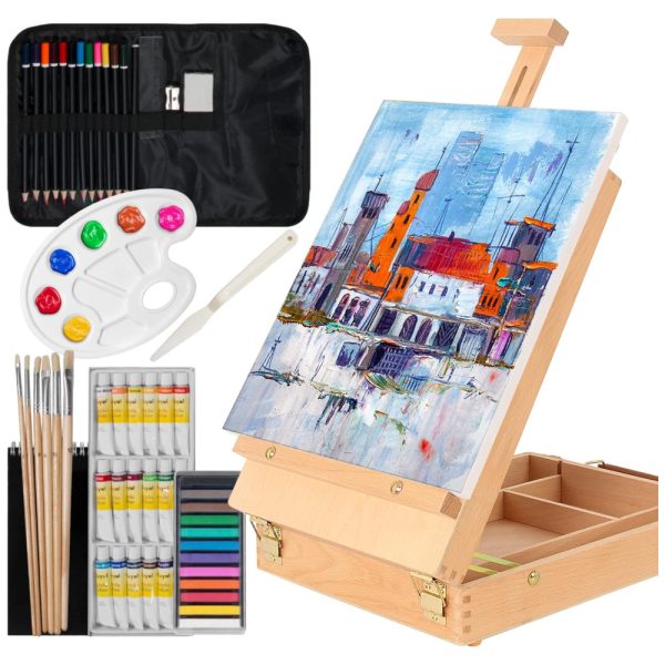 ectqwhv85d880b_0-1 jpg - Kit de Pintura Conjunto Artístico com 45 Peças, Inclui 18 Tintas, KUYAL, Preto